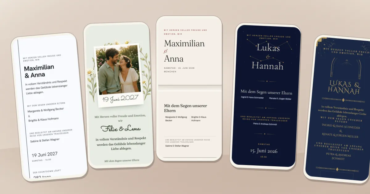 18 digitale Hochzeitseinladungen zum Öffnen: Beispiele fürs Handy