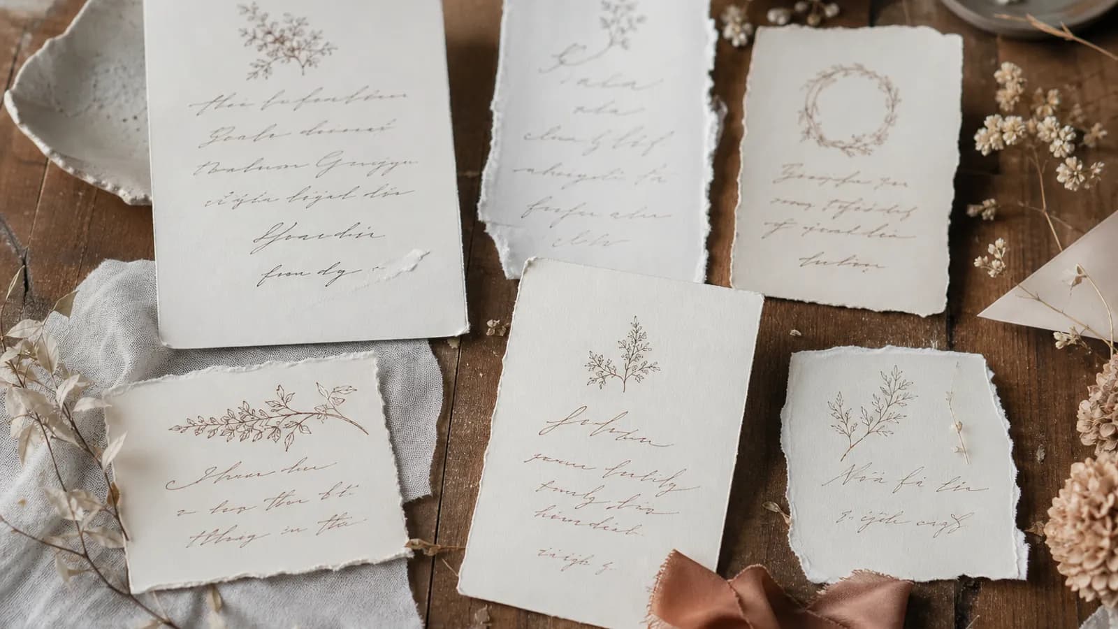Ejemplos de textos de invitación de boda escritos a mano sobre tarjetas