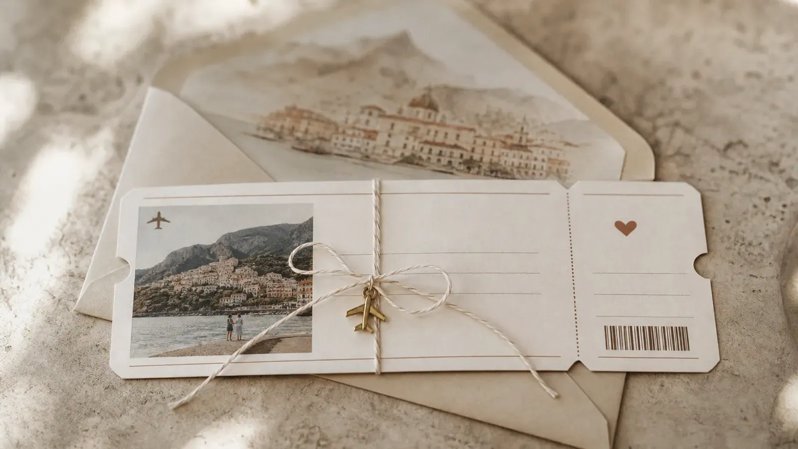 Save the date in format boarding pass pentru o nunta intr-o destinatie din strainatate