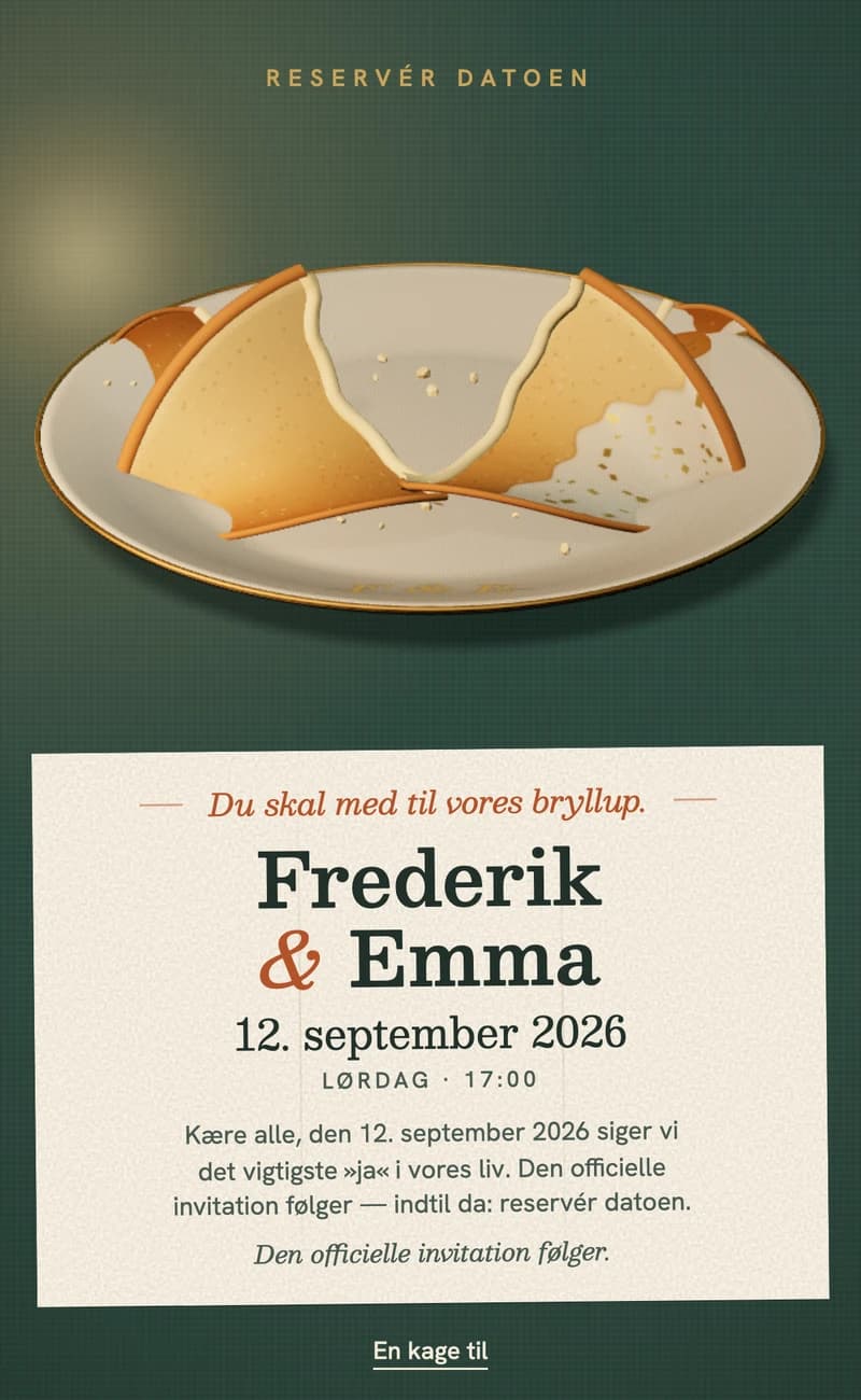 Forhåndsvisning af save the date-skabelonen Fortune Cookie II