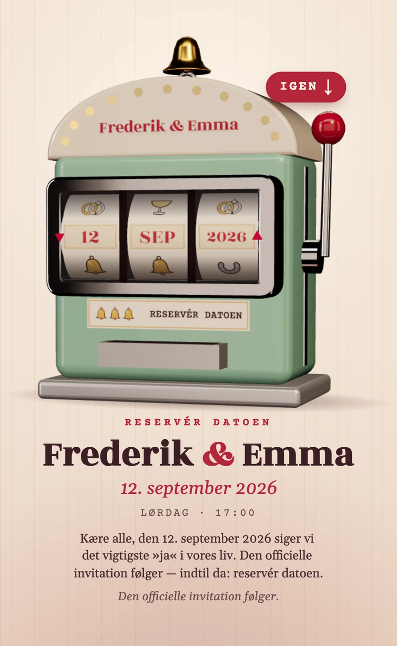 Forhåndsvisning af save the date-skabelonen Lucky Date II