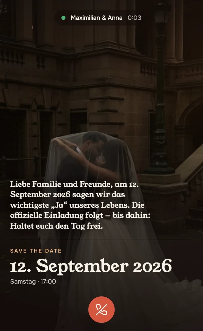 Vorschau der Save-the-Date-Vorlage Incoming Call II