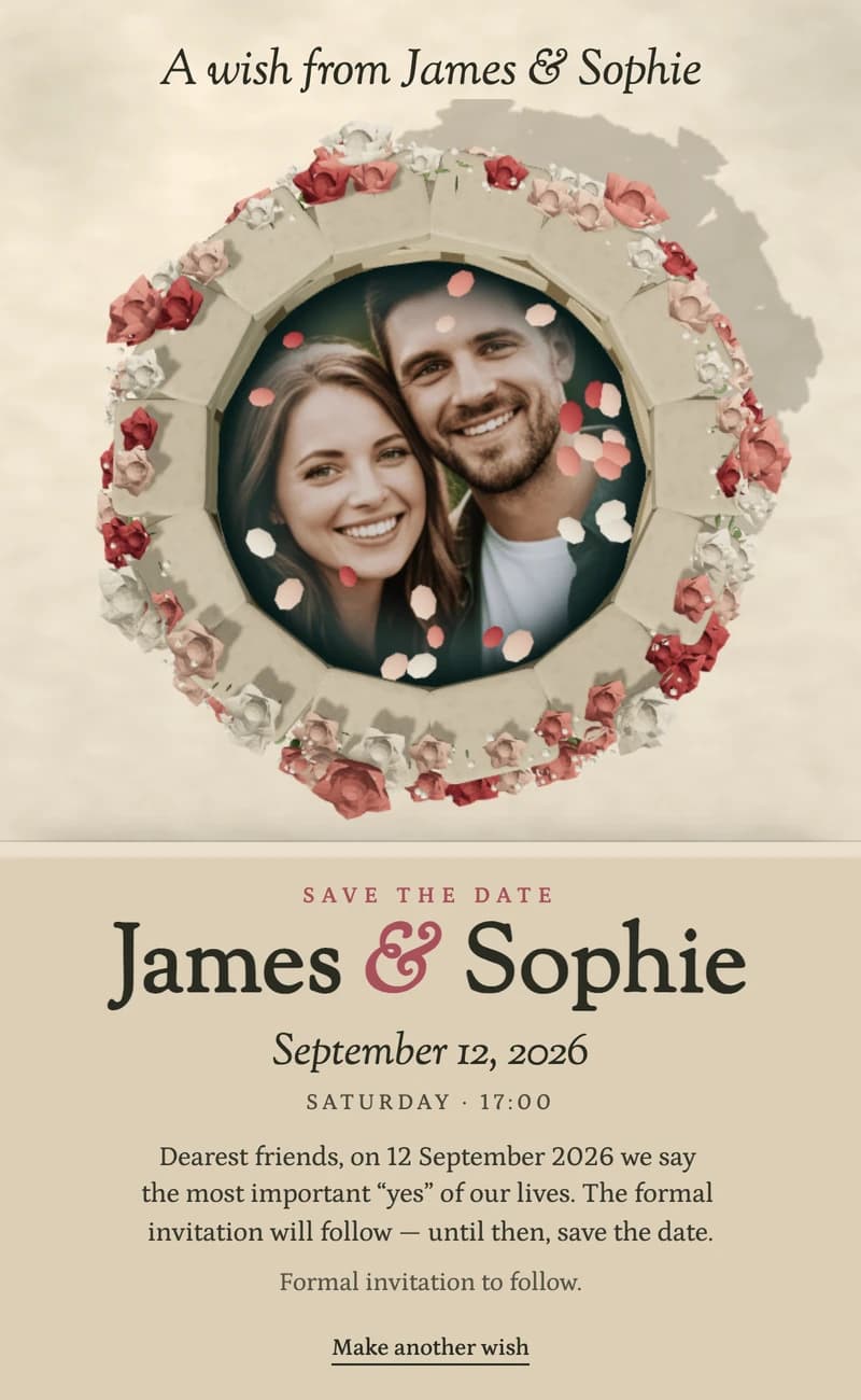Wishing Well II save the date template preview