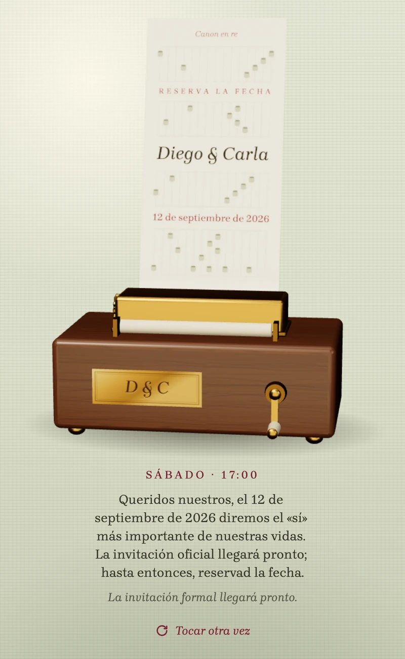 Vista previa de la plantilla de save the date Music Box II