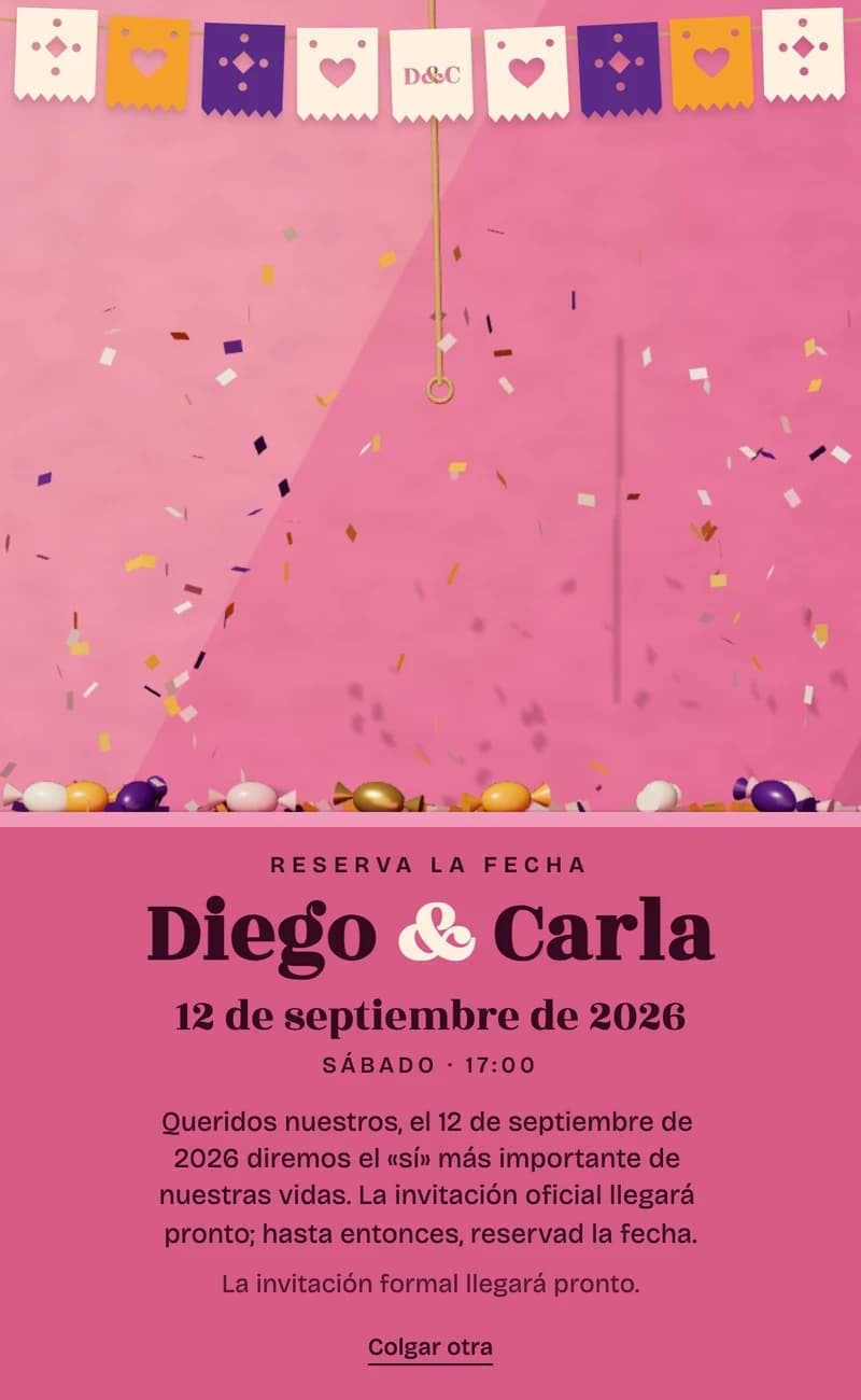 Vista previa de la plantilla de save the date The Piñata II