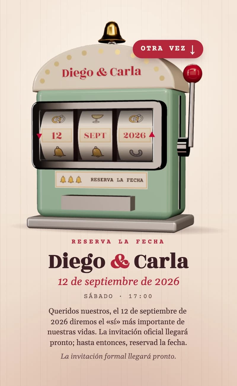 Vista previa de la plantilla de save the date Lucky Date II