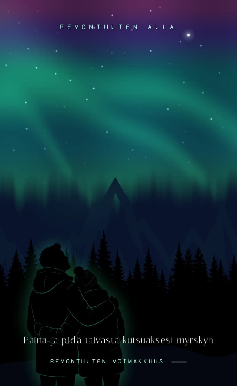 Esikatselu save the date -pohjasta Northern Lights
