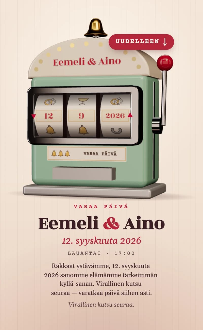 Esikatselu save the date -pohjasta Lucky Date II
