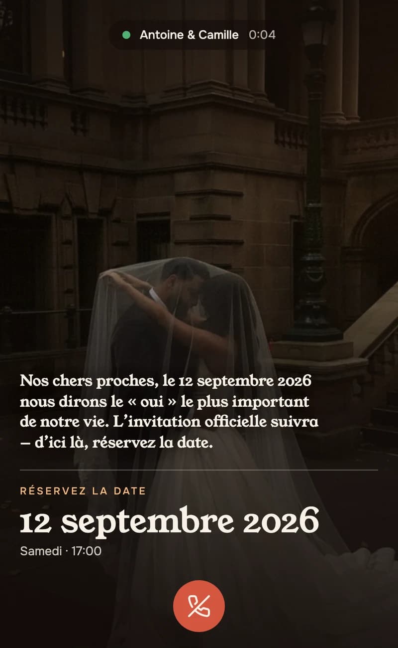 Aperçu du modèle de save the date Incoming Call II