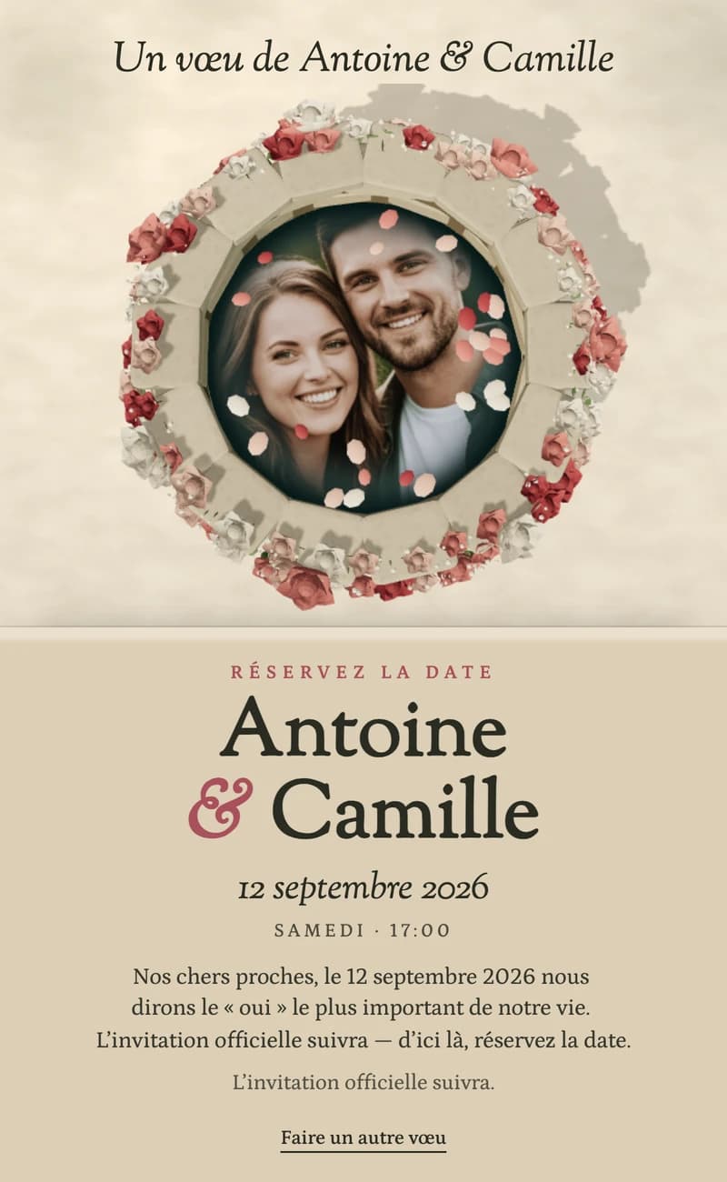Aperçu du modèle de save the date Wishing Well II