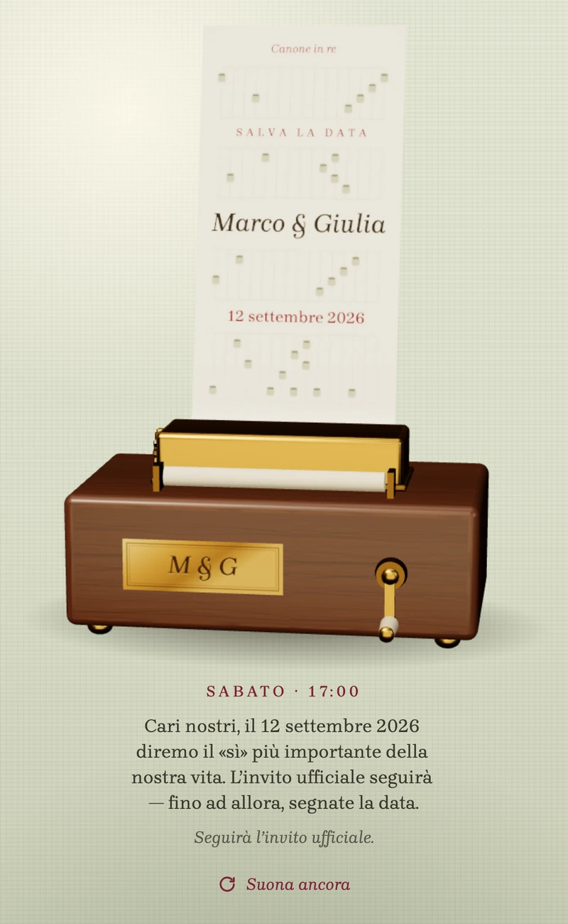 Anteprima del template save the date Music Box II
