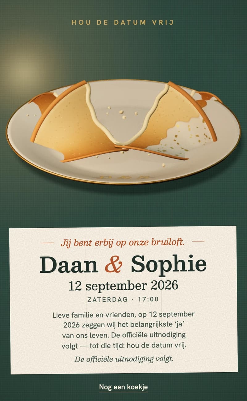 Voorbeeld van save-the-date-template Fortune Cookie II