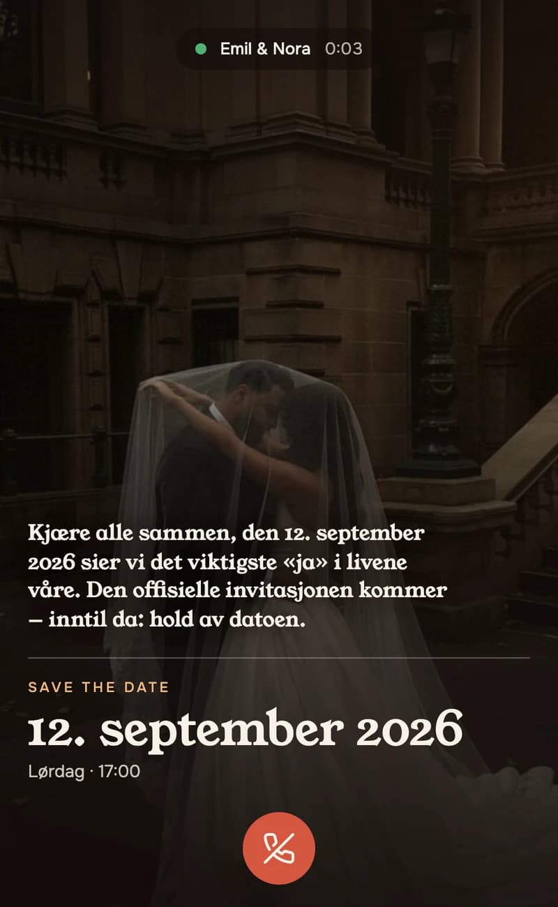 Forhåndsvisning av save the date-malen Incoming Call II