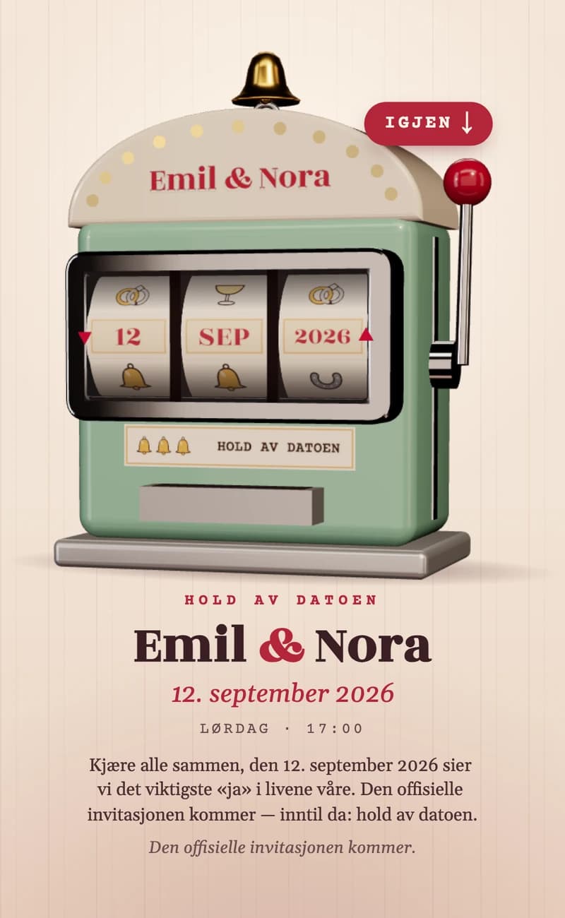 Forhåndsvisning av save the date-malen Lucky Date II