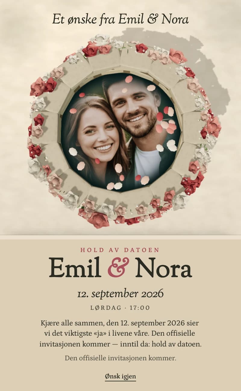 Forhåndsvisning av save the date-malen Wishing Well II