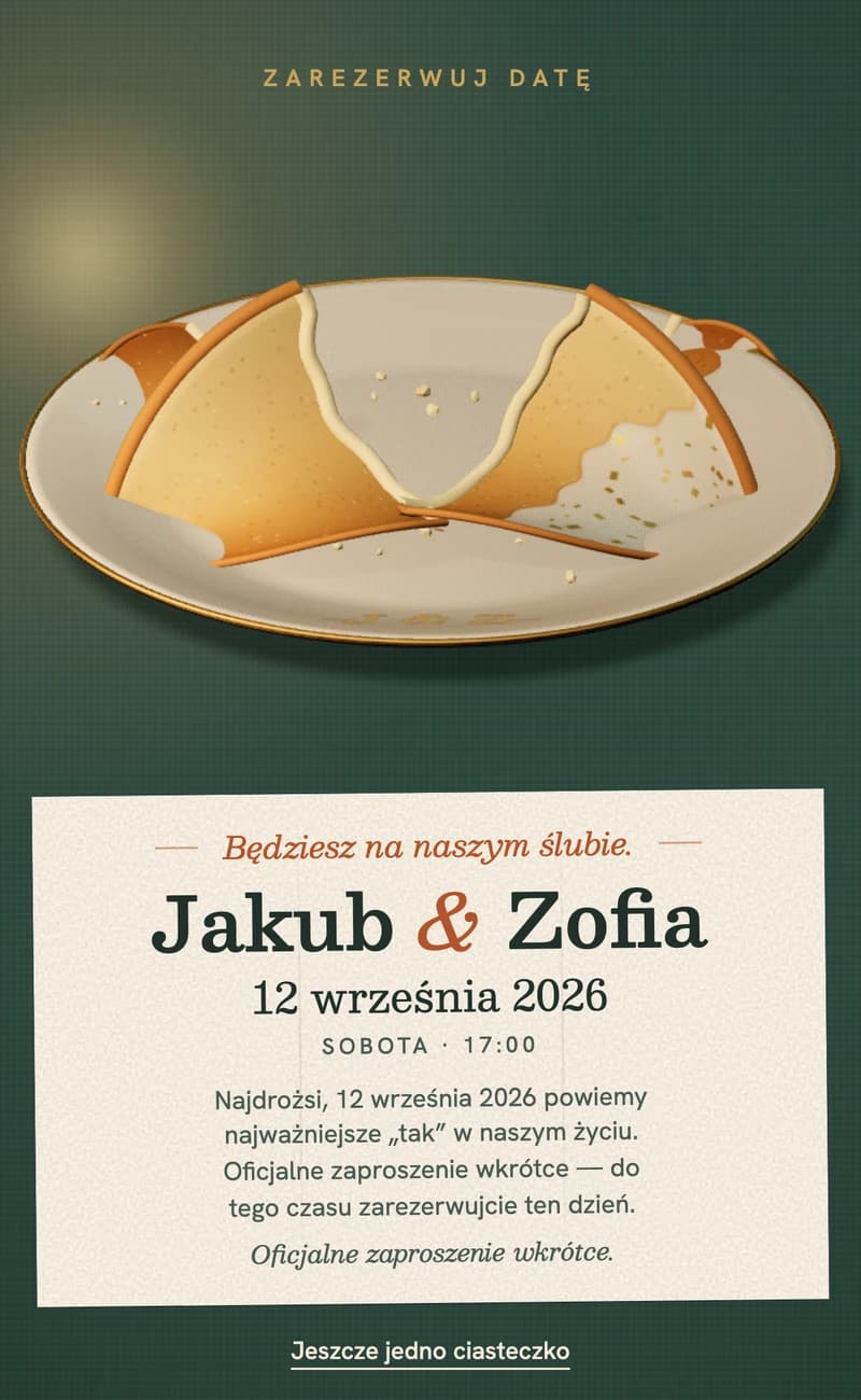 Podgląd szablonu save the date Fortune Cookie II
