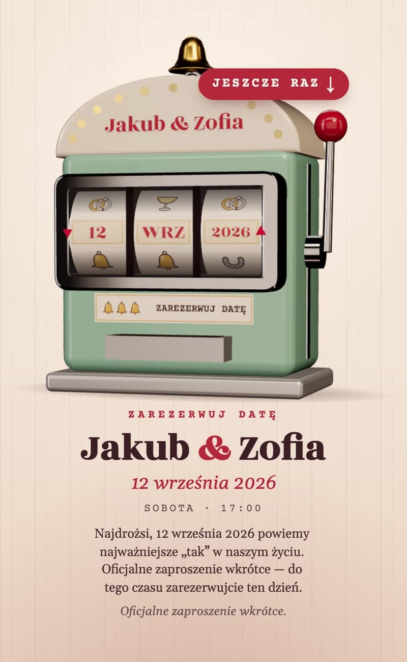 Podgląd szablonu save the date Lucky Date II
