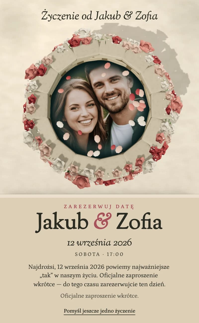 Podgląd szablonu save the date Wishing Well II