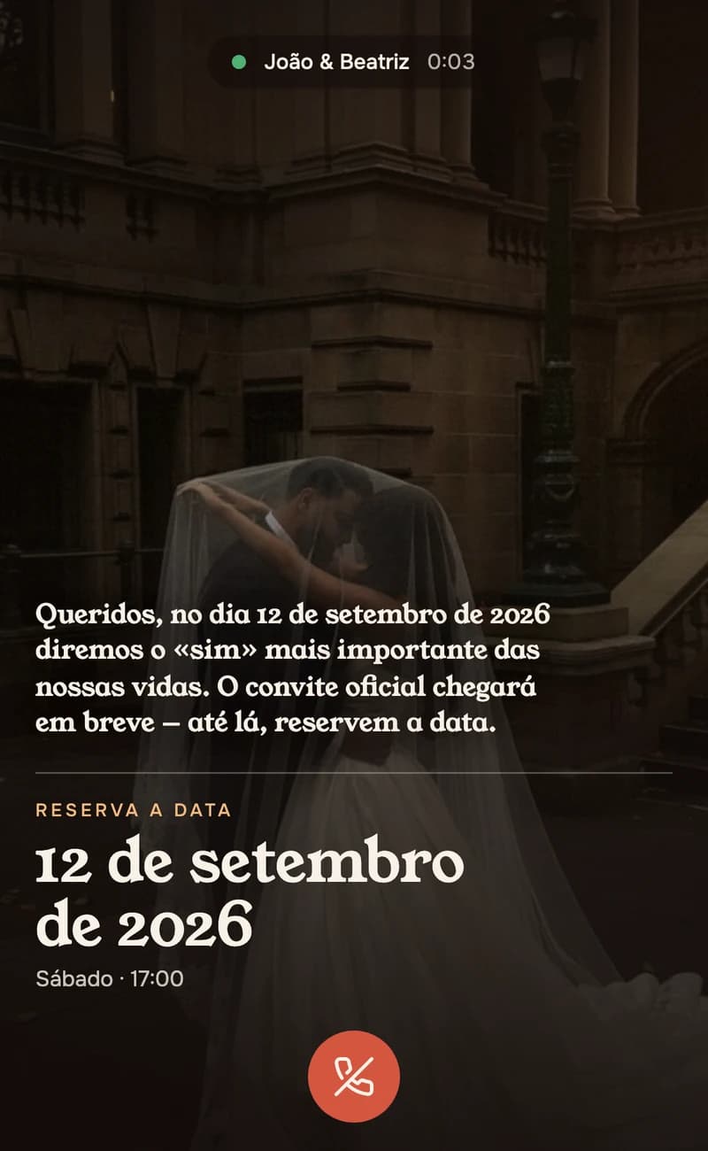 Pré-visualização do modelo de save the date Incoming Call II