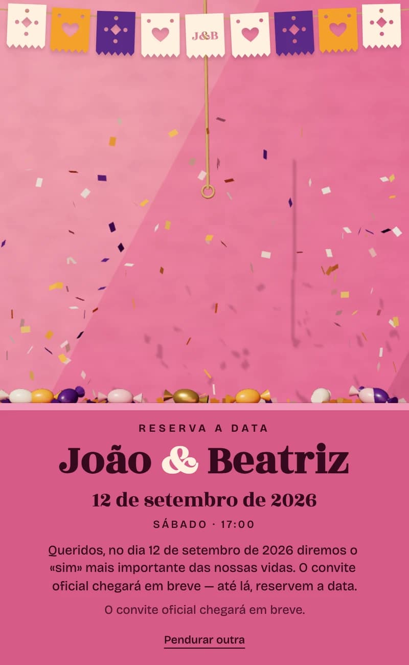 Pré-visualização do modelo de save the date The Piñata II