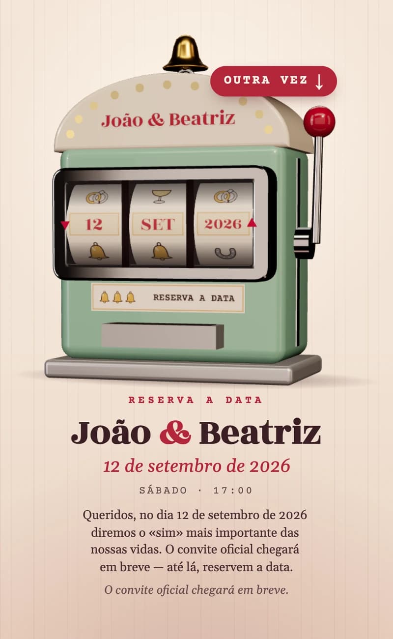 Pré-visualização do modelo de save the date Lucky Date II