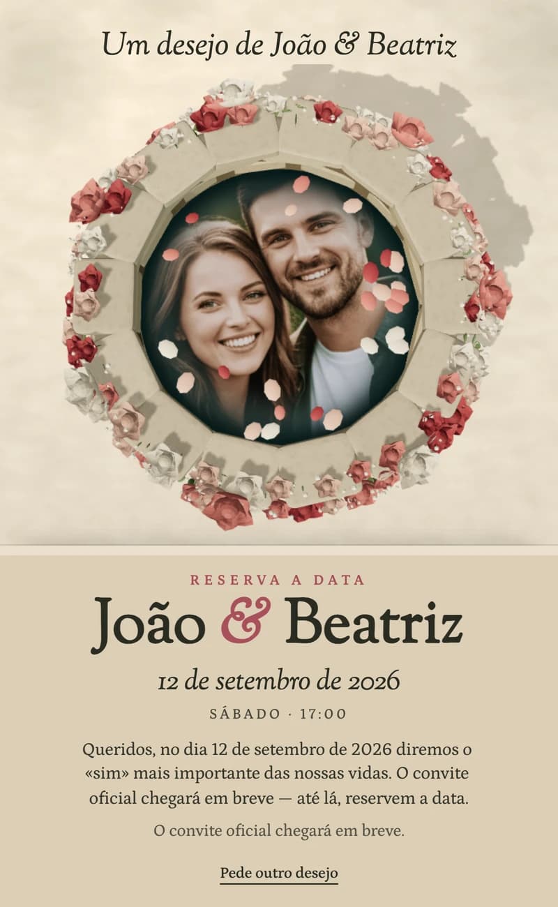 Pré-visualização do modelo de save the date Wishing Well II