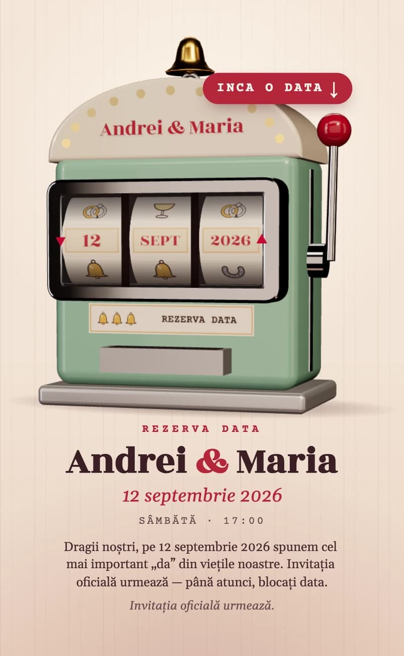 Previzualizare a modelului save the date Lucky Date II