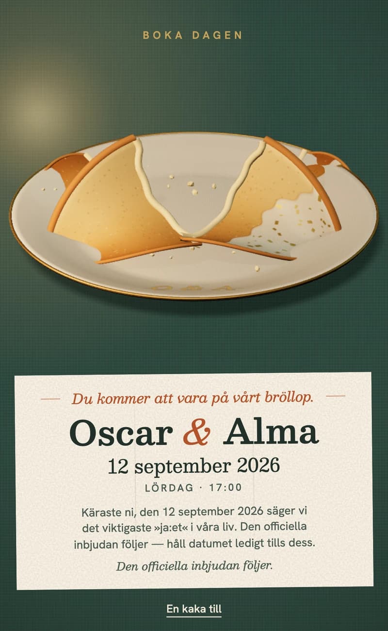 Förhandsvisning av save the date-mallen Fortune Cookie II