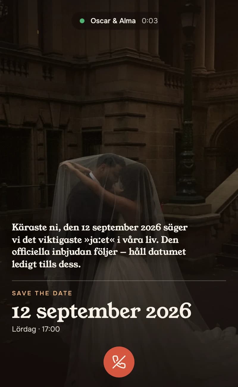 Förhandsvisning av save the date-mallen Incoming Call II