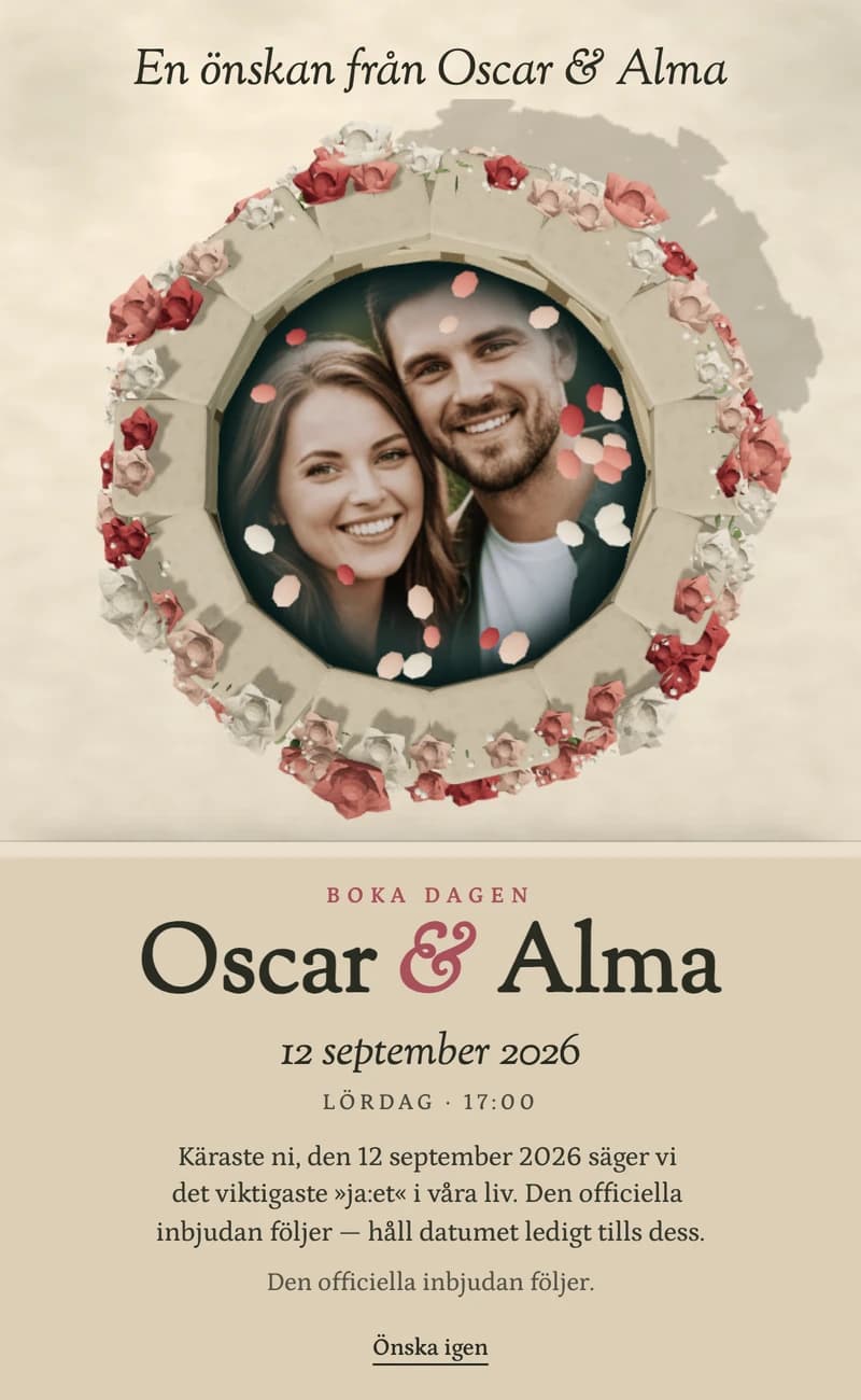 Förhandsvisning av save the date-mallen Wishing Well II
