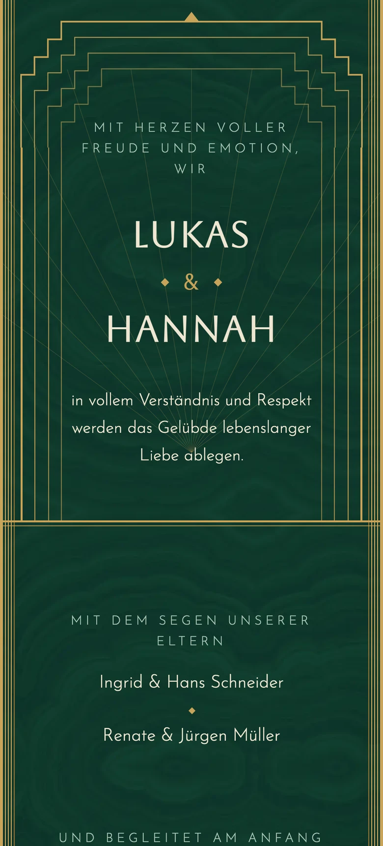 Vorschau der Hochzeitseinladungsvorlage Art Deco II
