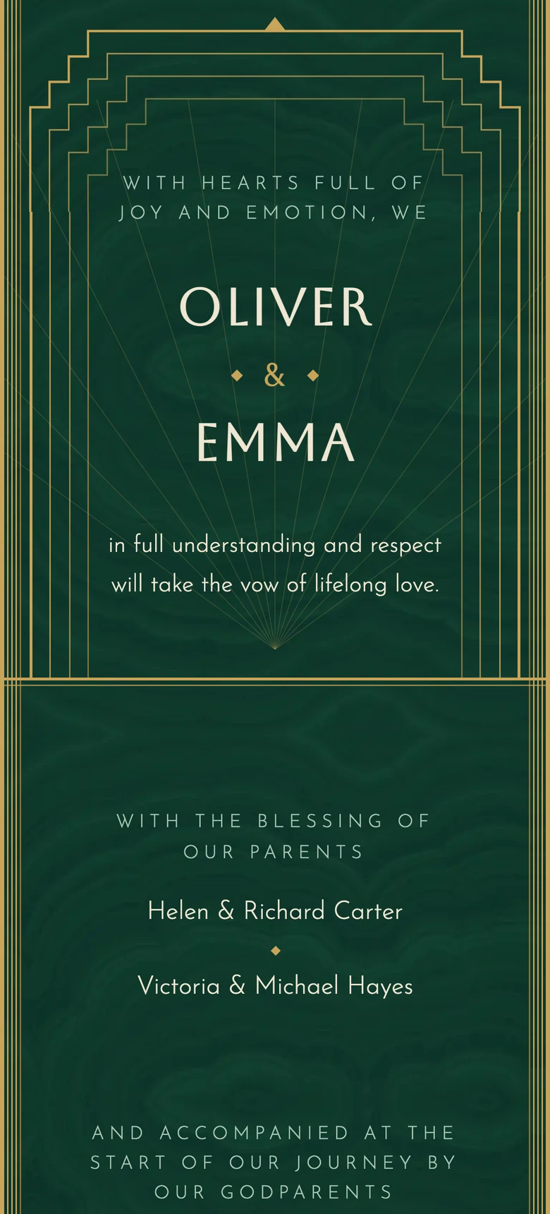 Art Deco II wedding invitation template preview