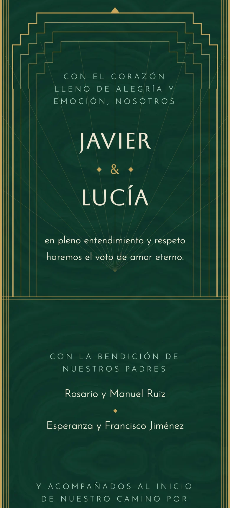 Vista previa de la plantilla de invitación de boda Art Deco II