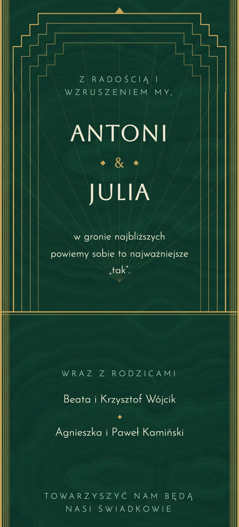 Podgląd szablonu zaproszenia ślubnego Art Deco II