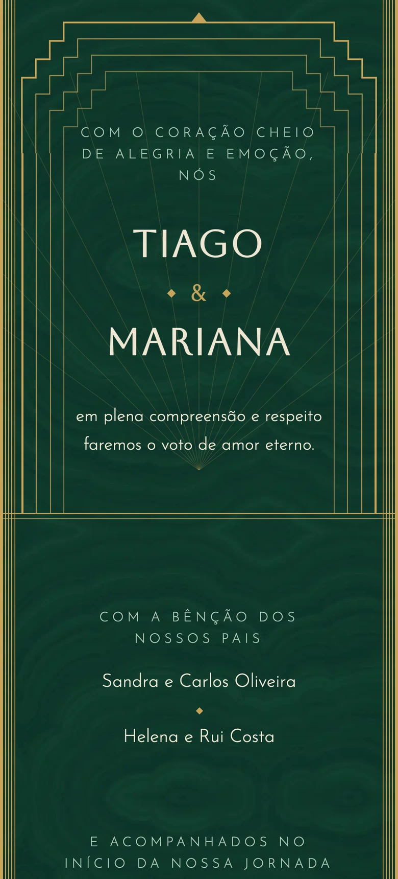 Pré-visualização do modelo de convite de casamento Art Deco II