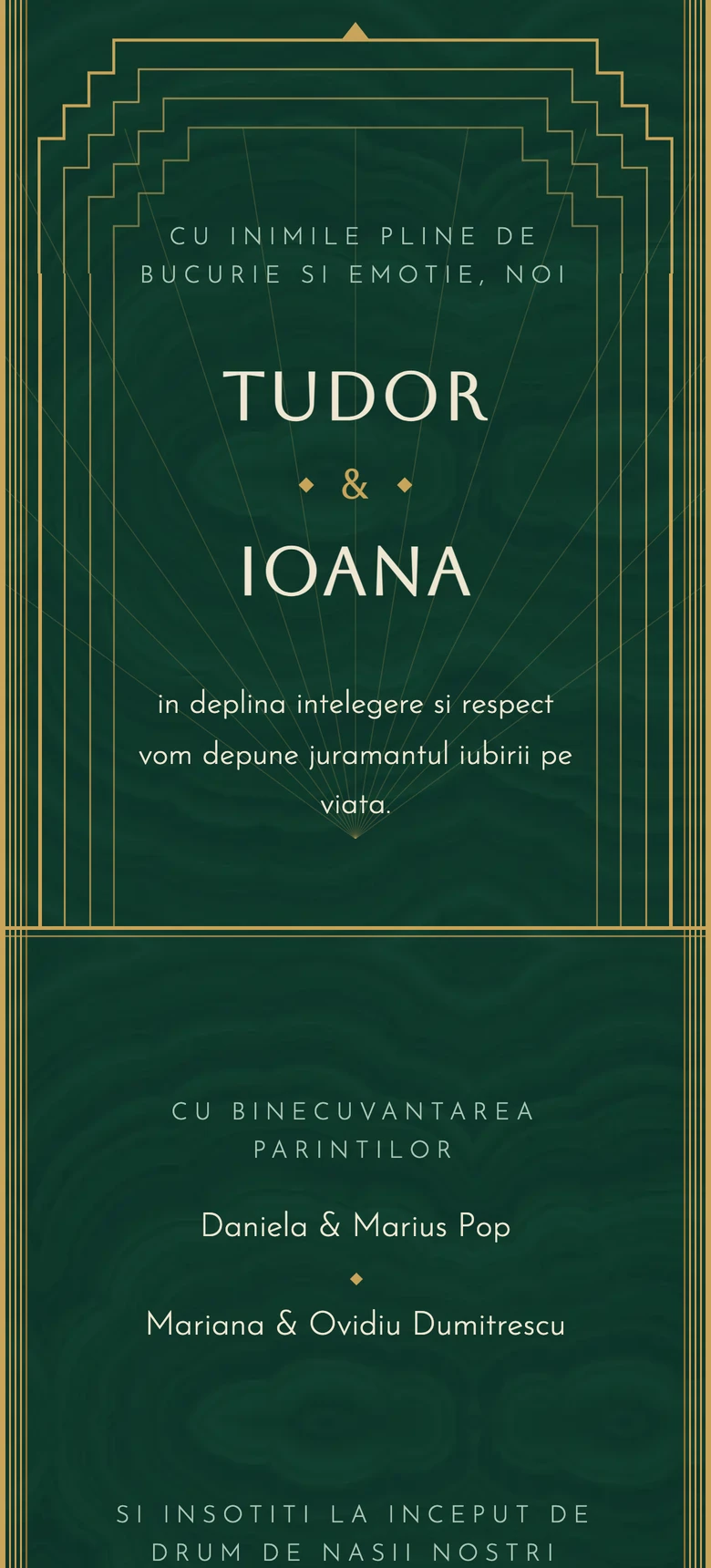 Previzualizare model invitatie nunta Art Deco II