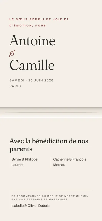 Aperçu mobile réel du modèle interactif Le Pli en français