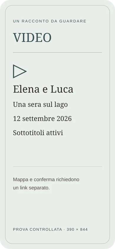 Video: Elena e Luca, 12 settembre 2026, sottotitoli attivi; mappa e conferma richiedono un link separato