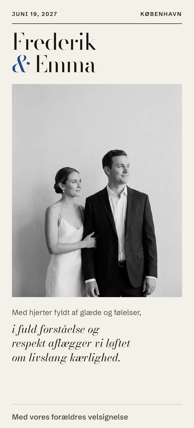 Forhåndsvisning af bryllupsinvitationen Editorial Minimalist II