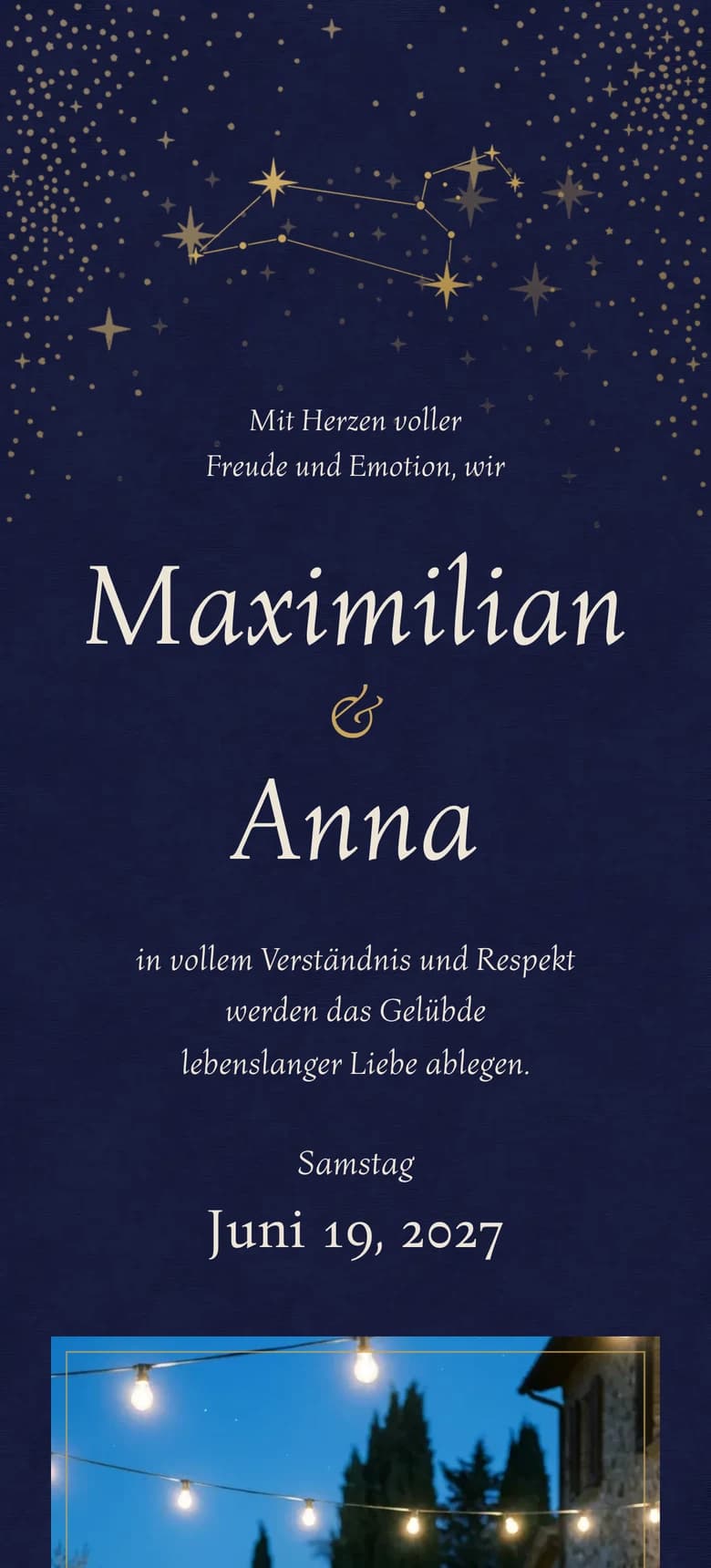 Vorschau der Hochzeitseinladungsvorlage Celestial II