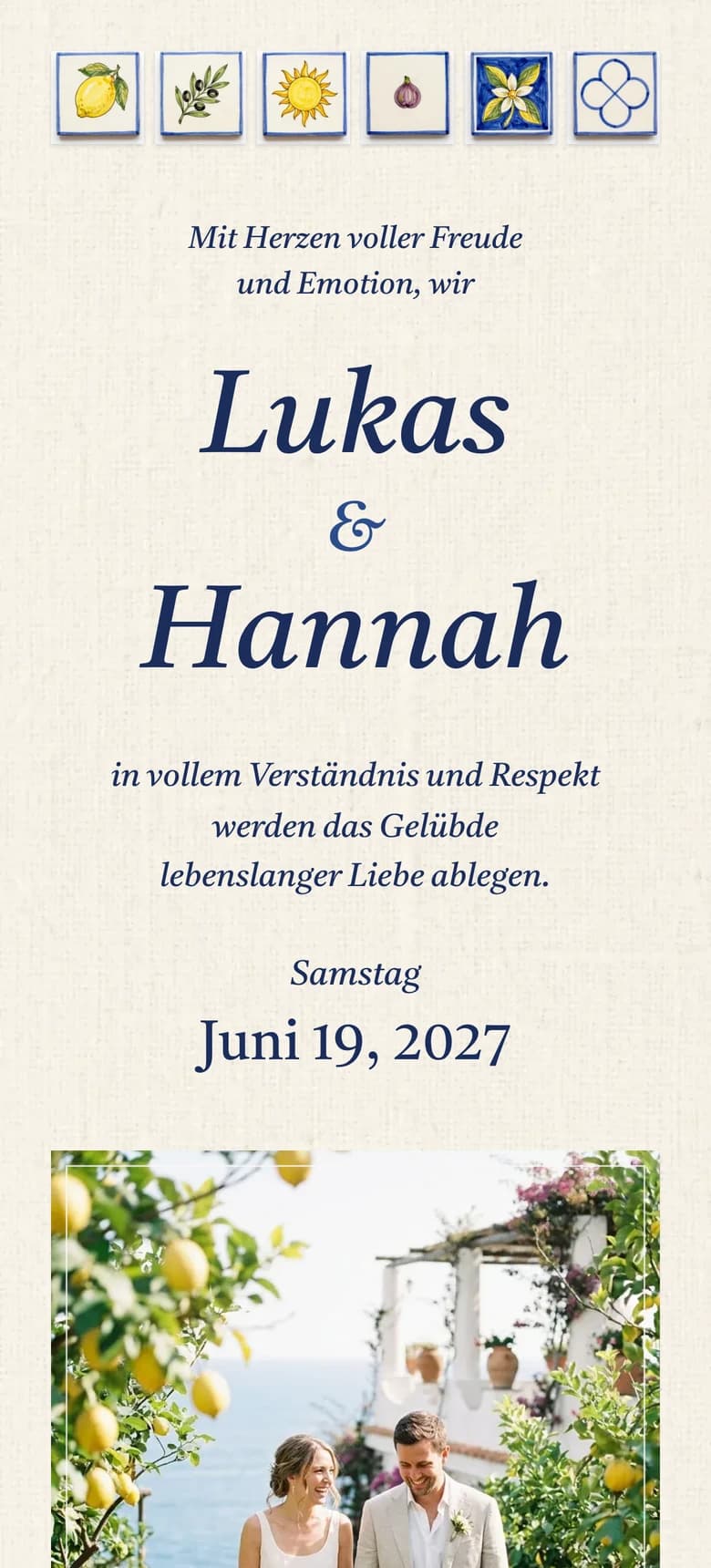 Vorschau der Hochzeitseinladungsvorlage Mediterran II