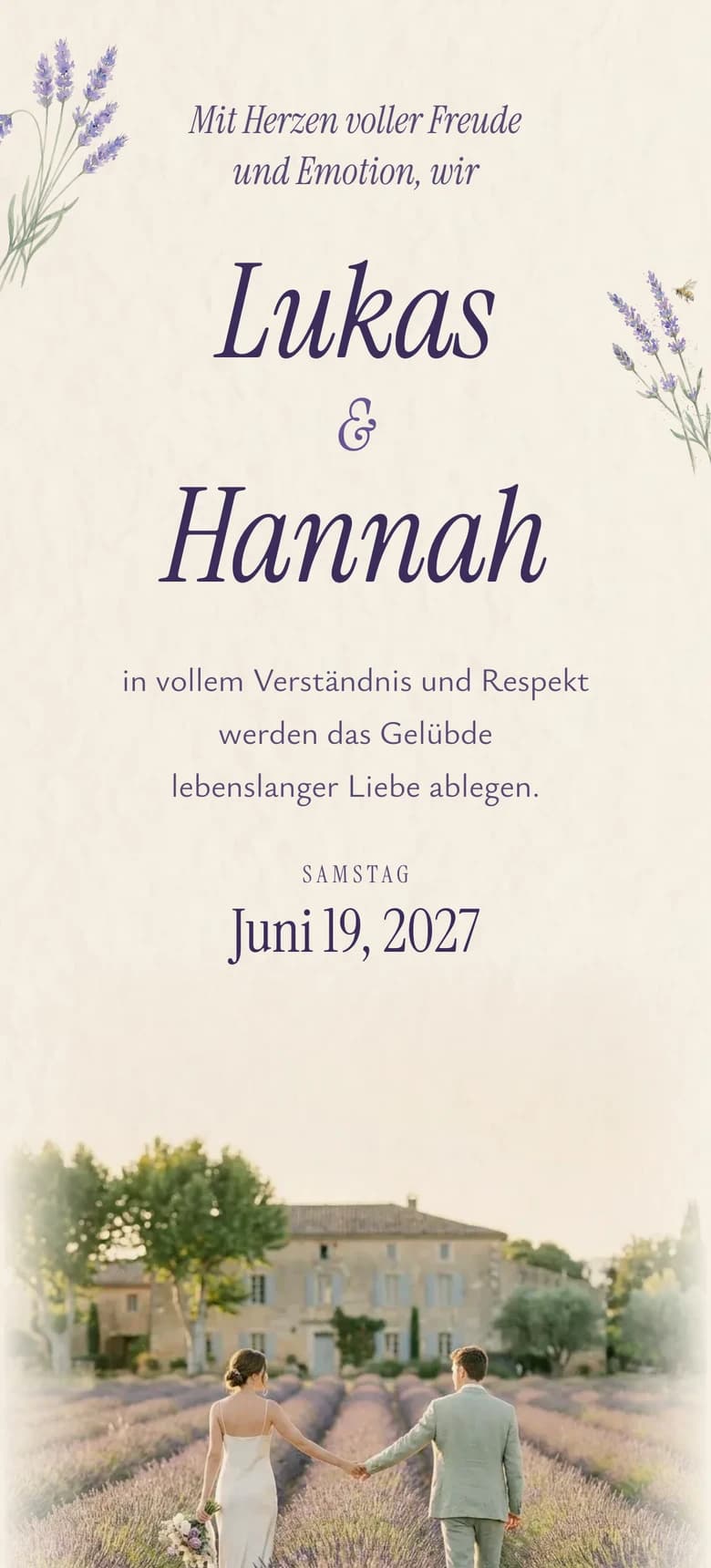 Vorschau der Hochzeitseinladungsvorlage Provencal Lavender II
