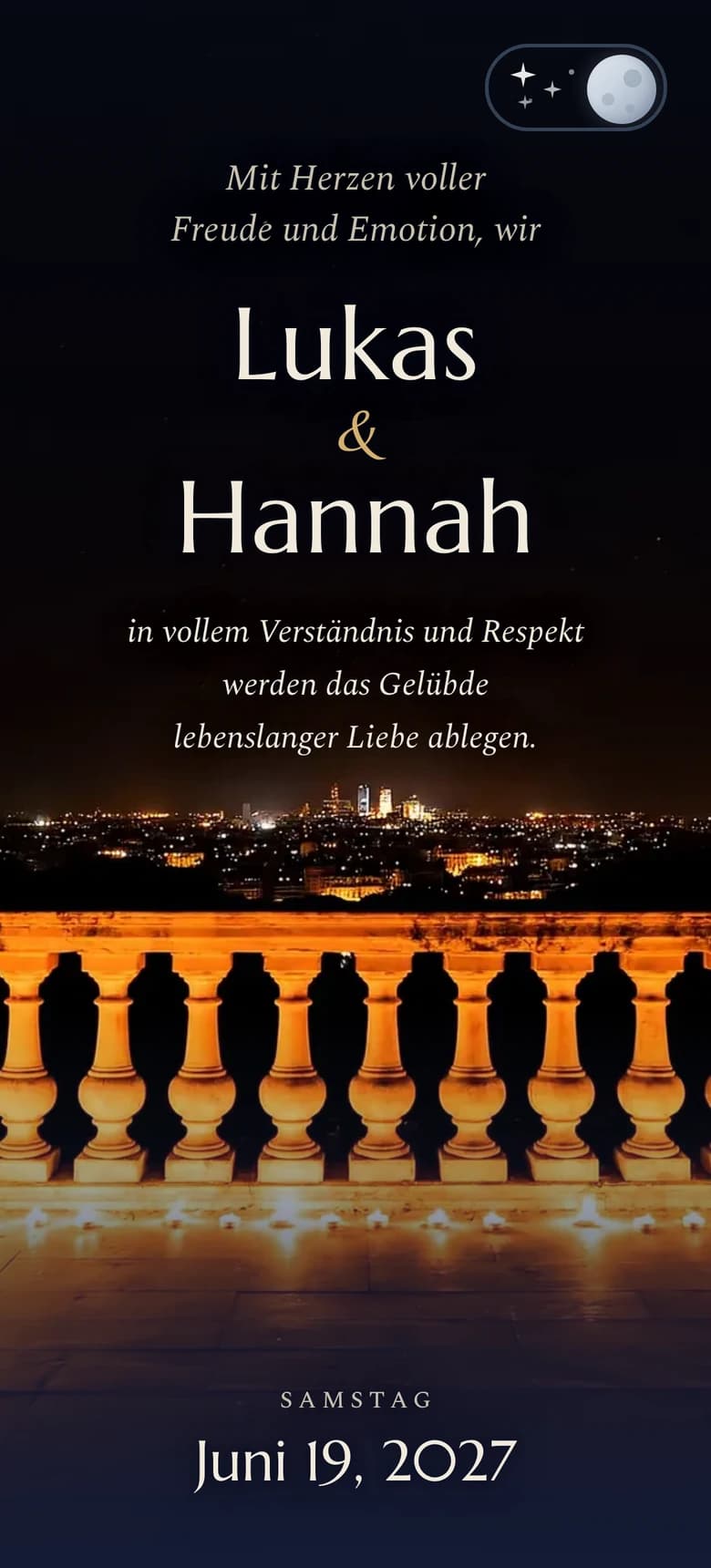 Vorschau der Hochzeitseinladungsvorlage Royal Balcony II