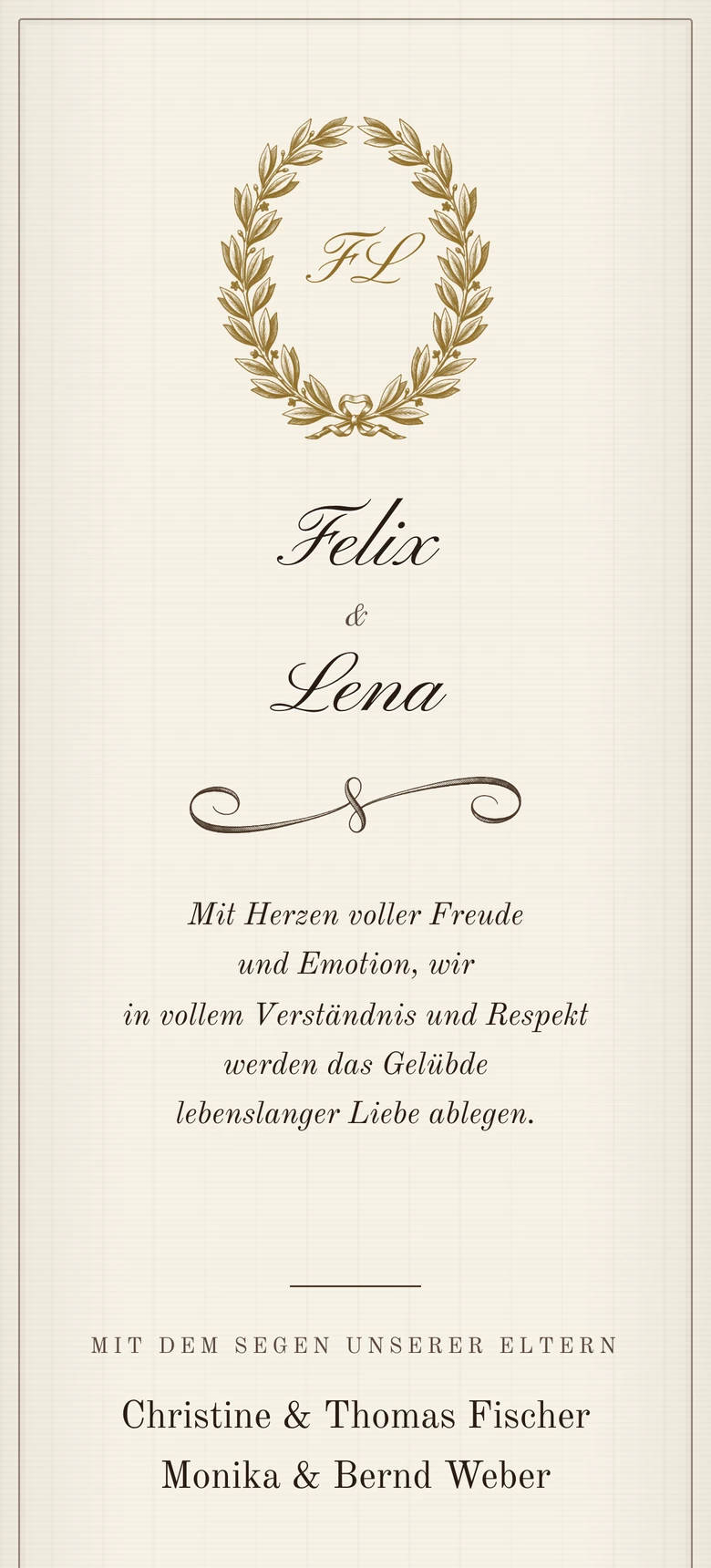 Vorschau der Hochzeitseinladungsvorlage Vintage Elegance II