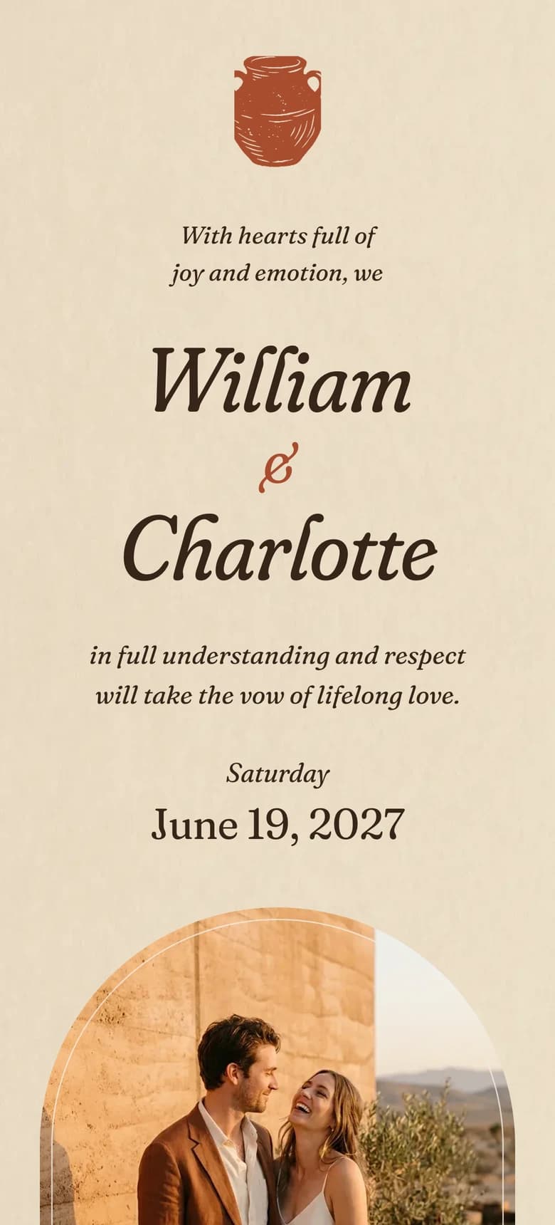 Boho Terracotta II wedding invitation template preview