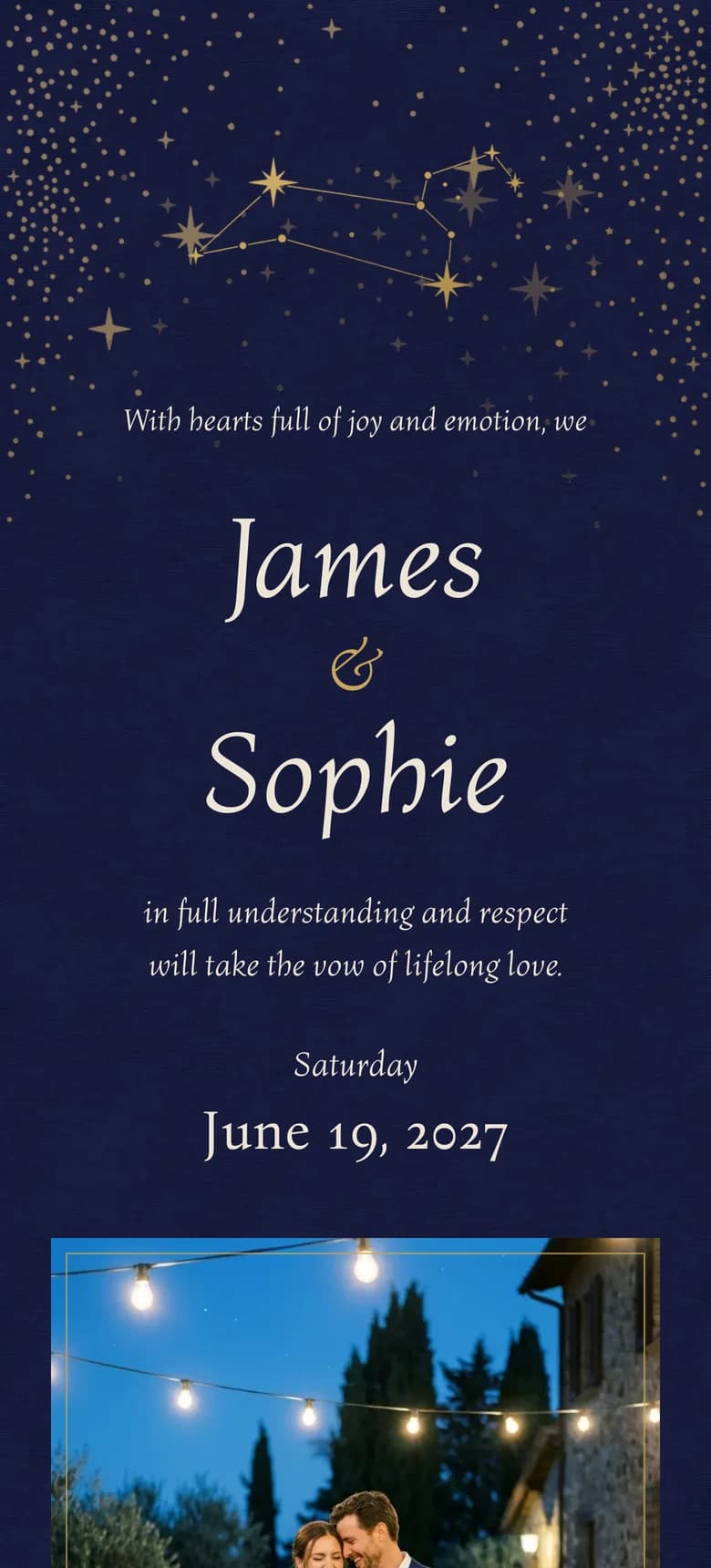 Celestial II wedding invitation template preview