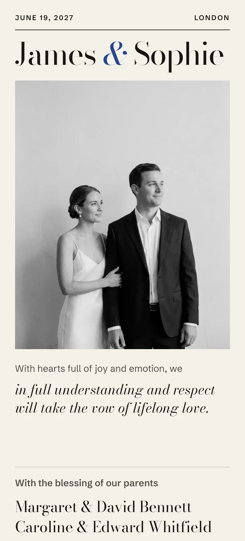 Editorial Minimalist II wedding invitation template preview