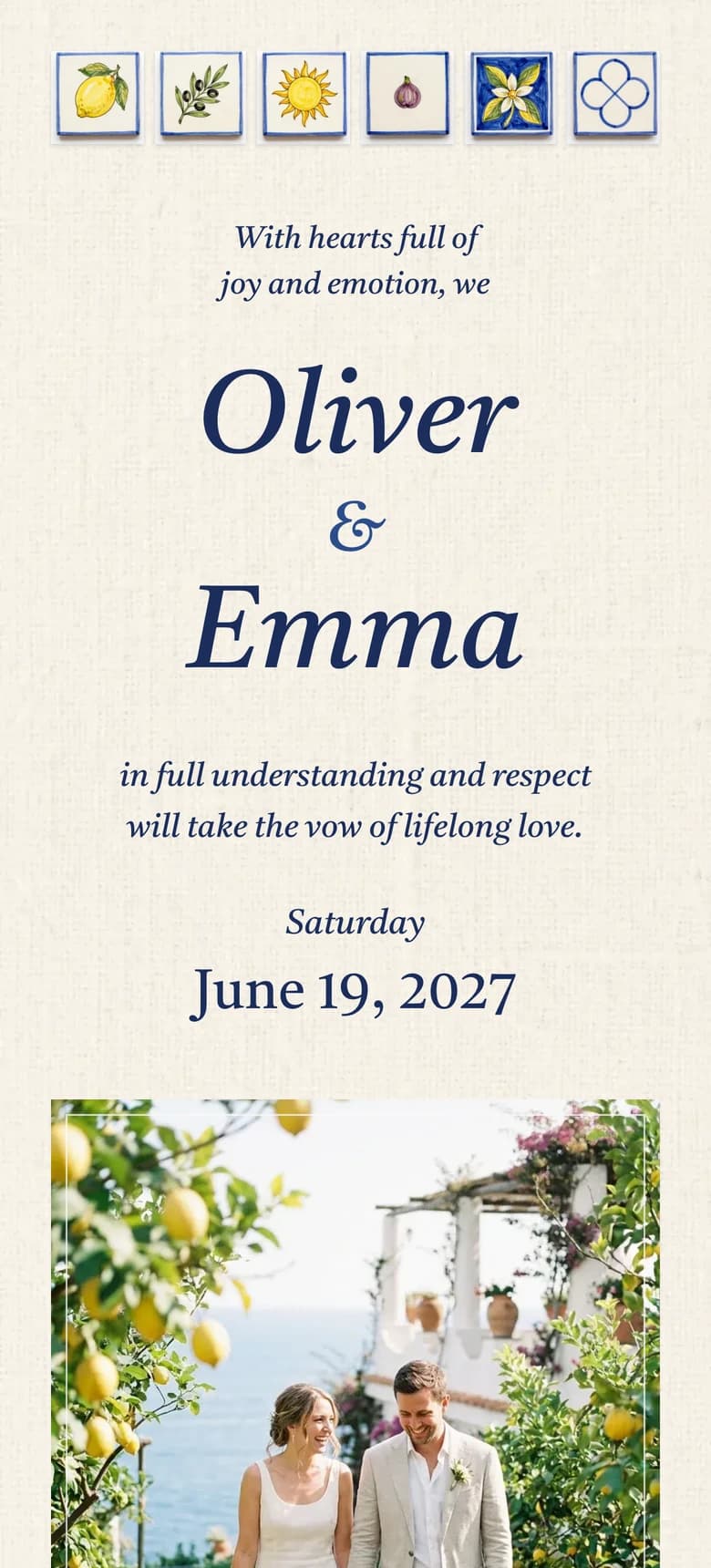 Mediterranean II wedding invitation template preview