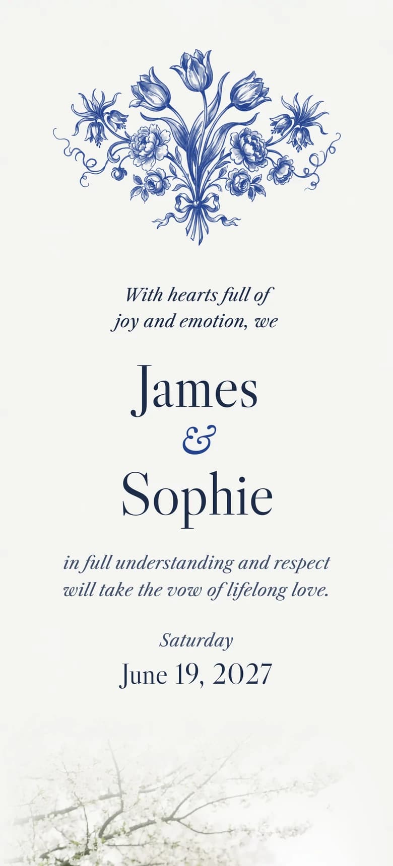 Delft Porcelain II wedding invitation template preview