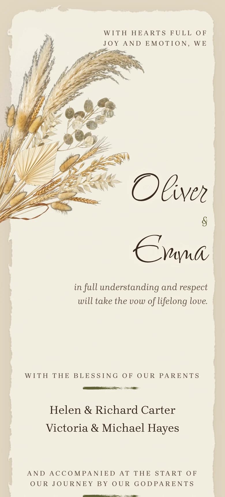 Rustic Bohemian II wedding invitation template preview